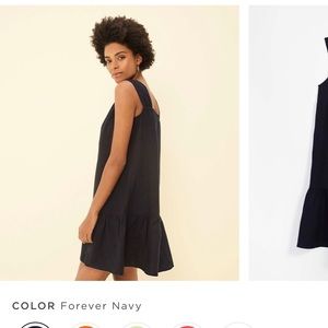 LOFT square neck flounce dress Navy